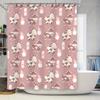Farmhouse Chic Cow Pattern Bath Shower Curtain With Cute Milk Jug Print Home Decoration Pink Floral Waterproof Rug Liner For Bat