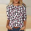 Women's Fashion Casual Three Quarter Sleeve Valentine's Day Printed Round Neck Pullover Top Blouse