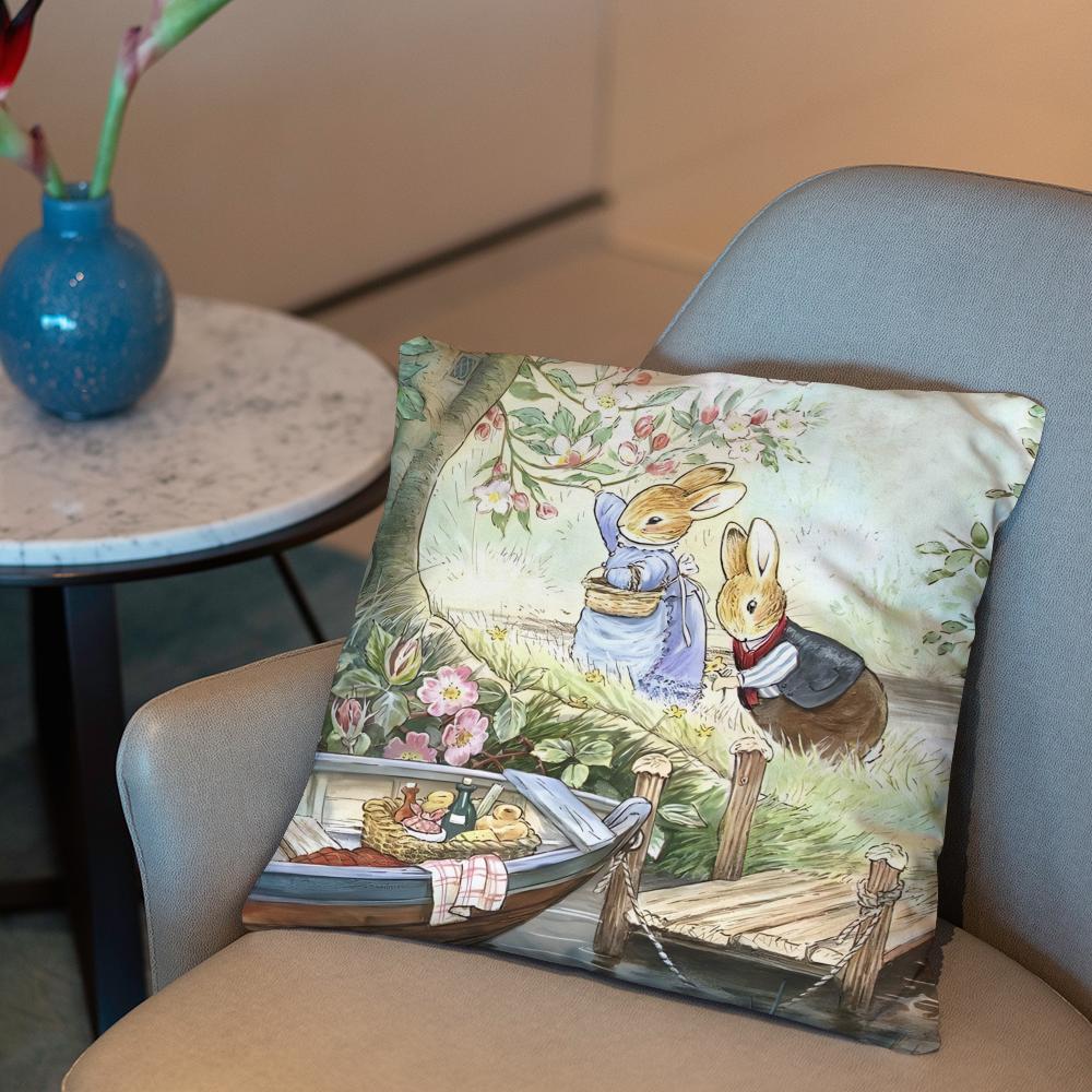P-Peter Rabbit printing Cushion Cover 2-in-1 Reversible Plush Pillow Cover | Car/Sofa/Bed | Perfect Gift
