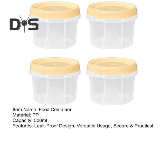 4Pcs Salad Dressing Containers 500ml BPA-Free Food Container for Snacks Condiment Sauce Reusable Sauce Cups for Lunch Box Fruit Nuts Yogurt Storage