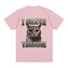 I Crave Violence Funny Cat Meme T Shirt Unisex Women Retro Fashion Short Sleeve T-shirts Summer Pure Cotton Tops T-shirt Streetwear
