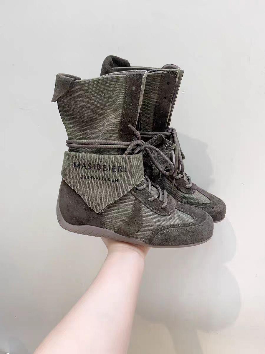 

Лето 2025 новые популярные ботинки средней высоты голенища ретро уличные рабочие пустошь дышащие тонкие ботинки Мартин 40 армия зеленый