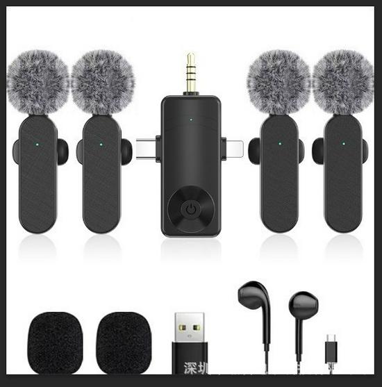 Cross-Device 4-in-1 Wireless Lavalier Microphone with Digital Display for Streaming, Shooting, Recording, & Noise Reduction (Model: H8/H12/H18/H19)
