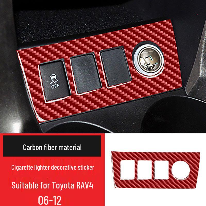 Real Carbon Fiber Cigarette Lighter Panel Decorative Sticker for 06-12 Toyota RAV4