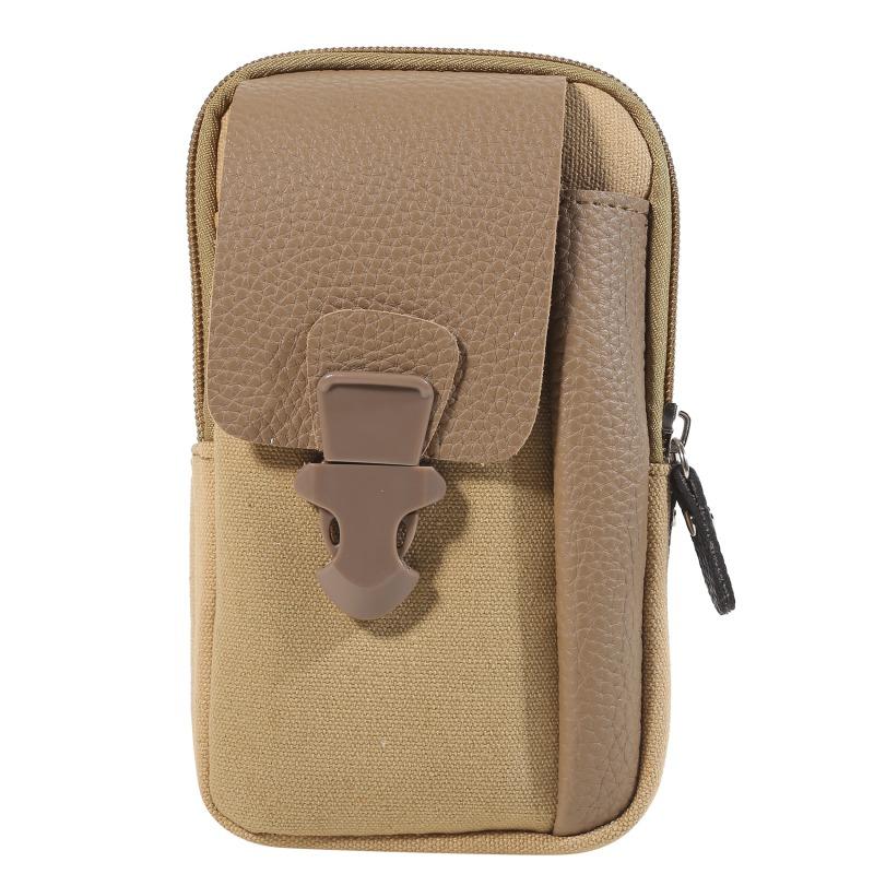 Casual Men Waist Bag Small Solid Color Zipper Fanny Pack Card Holder 4 Inch Phone Pouch Belt Bag Purse Outdoor Sports