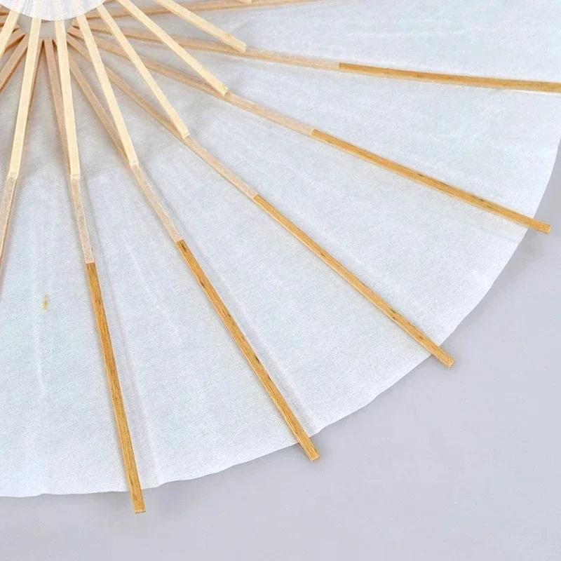 50pcs 60/80cm White Paper Long-handle Parasol Chinese Craft Paper Umbrella for Wedding Photograph Accessory Party Decor