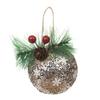 Glitter Christmas Ball Ornament Sequins Foam Ball Ornaments with Berry Pinecones Christmas Tree Hanging Decorations for Holiday Home Party Decor