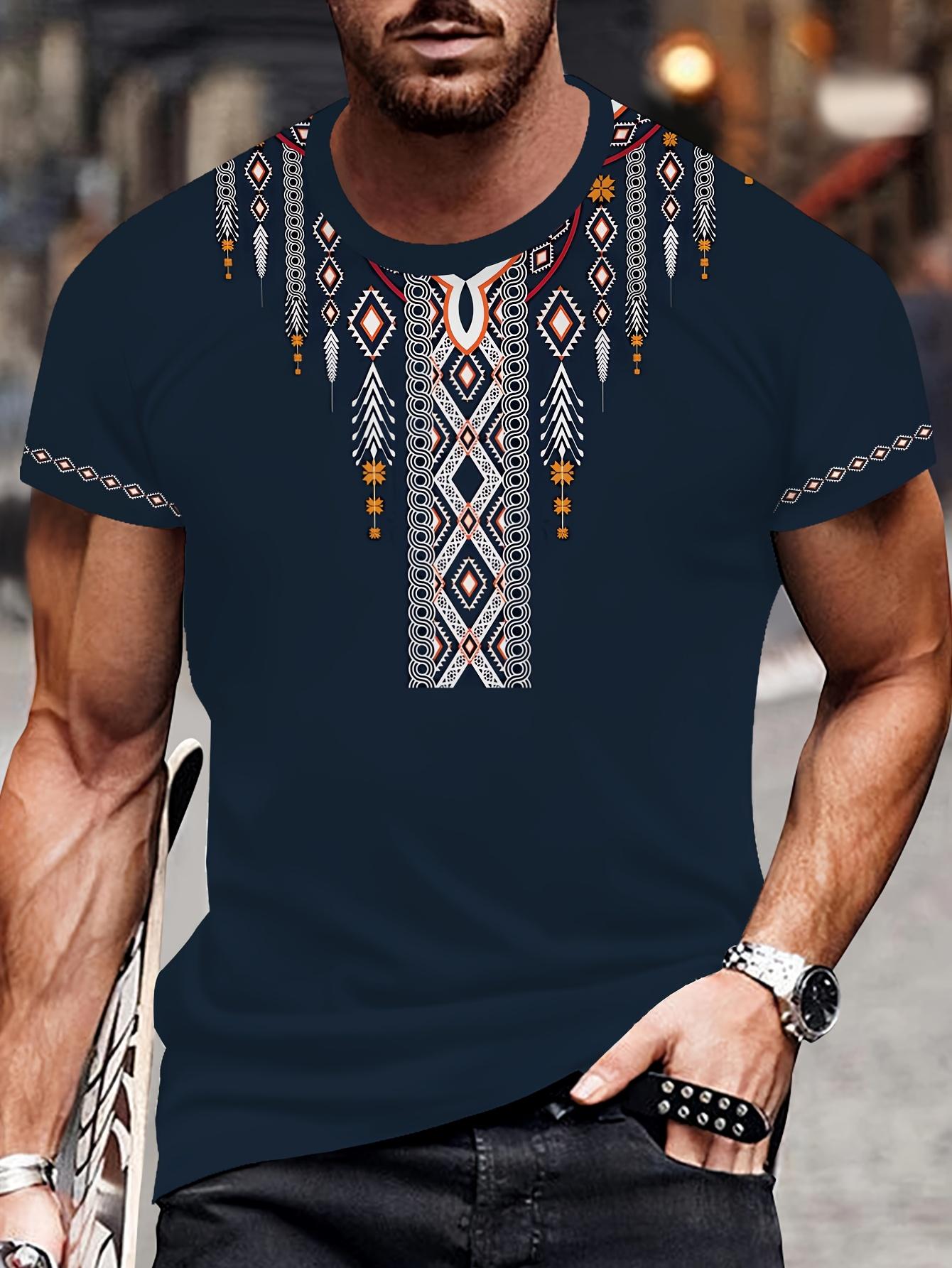 

Men s navy blue 3D geometric print short-sleeve shirt, stylish, comfy, breathable soft polyester, ideal for golf, tennis & casual wear XL