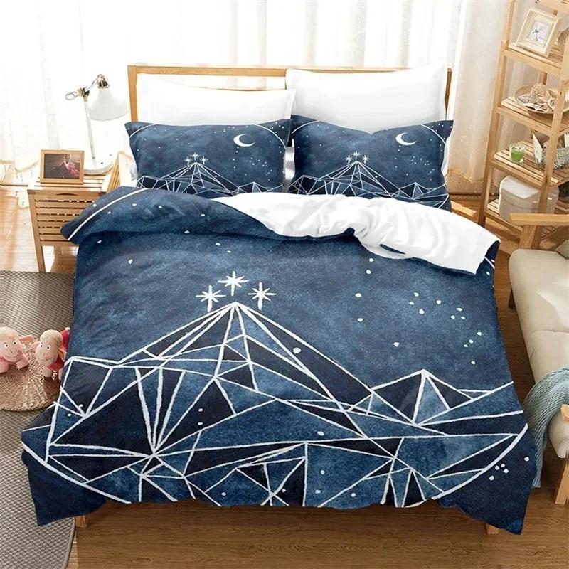Toppmodern Marmor Påslakan King Queen Size Geometriskt Mönster Täcke Mikrofiber Abstrakt Sängkläder