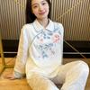 1011 Spring New Ice Silk Thin Pajamas Women's High-end Light Luxury National Tide Long-sleeved Loungewear Set Can Be Worn Outside