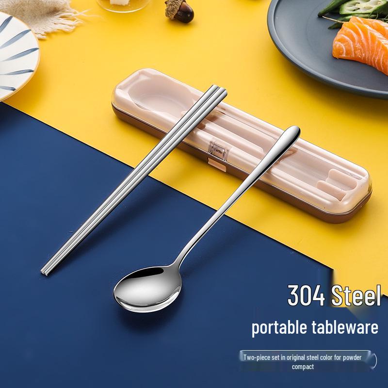 In-Stock Stainless Steel Portable Cutlery Set: Travel Flip-Top Case with Fork, Spoon, and Chopsticks