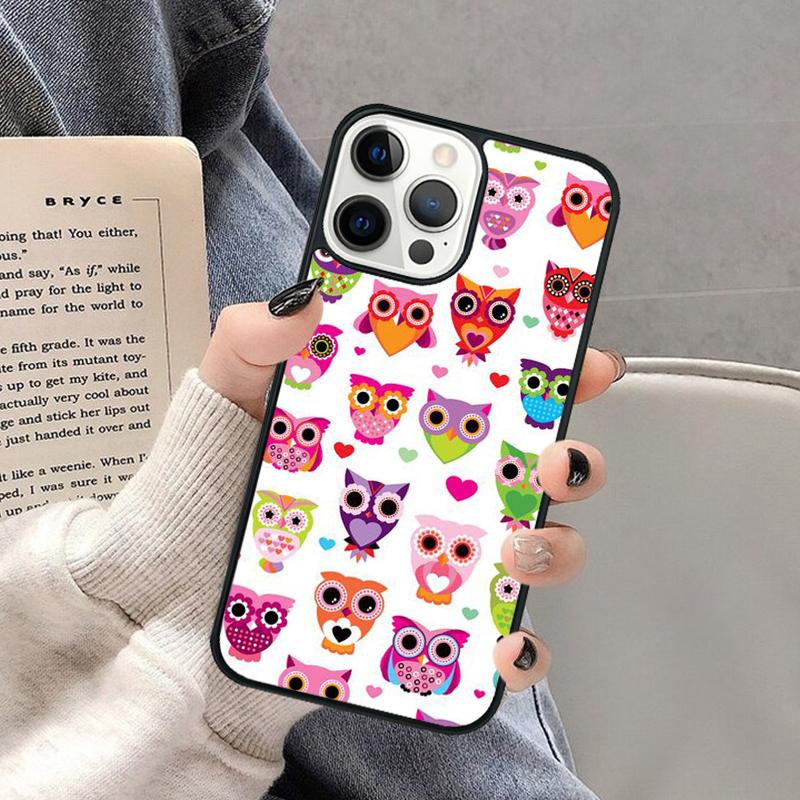 Lovely Owl Animal Diy Colorful Phone Case for iPhone 17 Air 16 16e 15 Plus for Apple 13 11 12 14 Pro Max Cover Coque