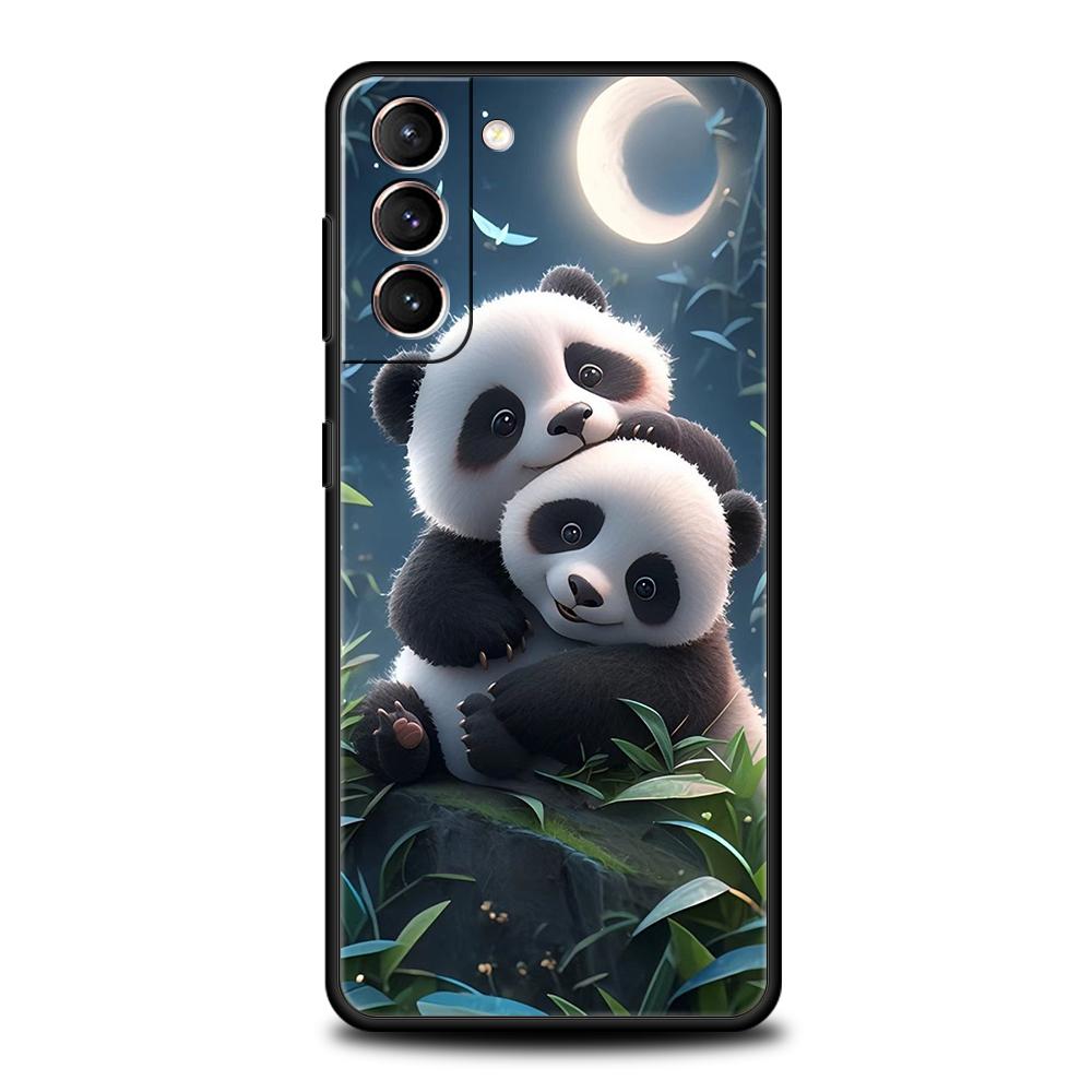 Cartoon Niedlicher Panda Handyhülle für Samsung Galaxy S24 S23 S22 S20 S21 FE Ultra S10 S10E S9 S8 Plus 5G Silikonhülle Fundas Tasche