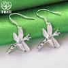 Classic AAA Zircon 925 Sterling Silver Dragonfly Drop Earrings For Women Engagement Wedding Party Design Jewelry Accessories
