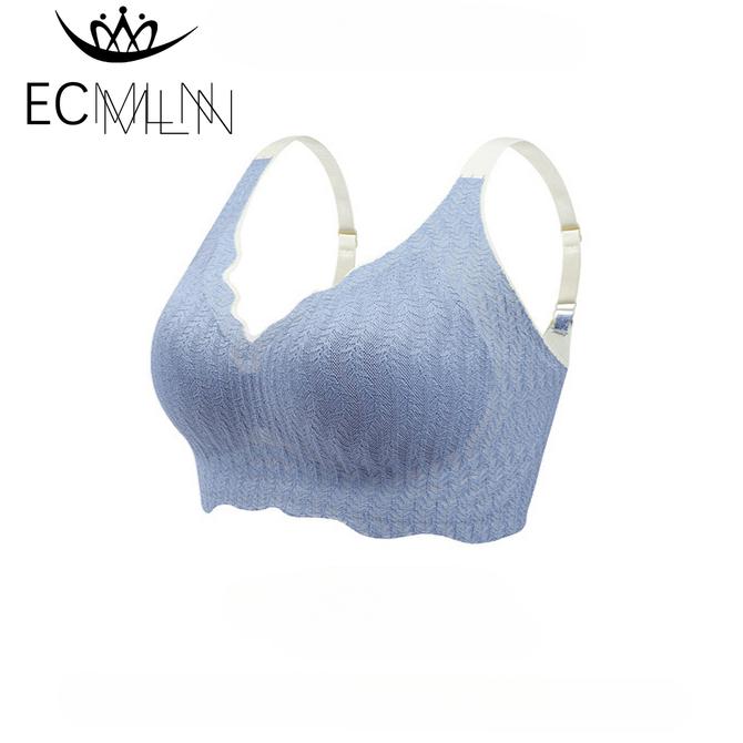 

Бюстгальтер из хлопкового кружева с присборенным пузырчатым узором, нижнее белье без стального кольца, мягкий, поддерживающий, антипровисающий, спортивный, дышащий и удобный бюстгальтер L синий