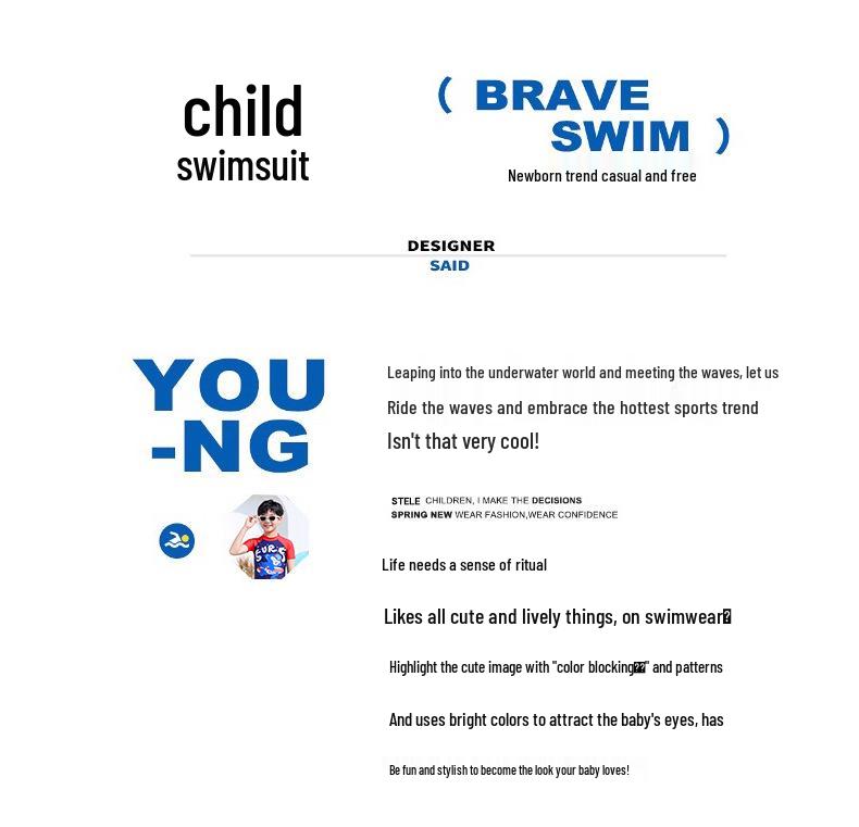 2026 Kids' Quick-Dry Cartoon Swimwear: Short Sleeve, Sun-Protective, Customizable for Boys.