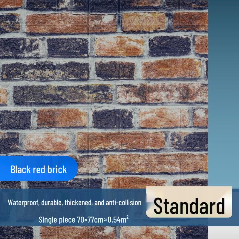 Retro 3D Brick Pattern Self-Adhesive Moisture-Proof Wallpaper Sticker