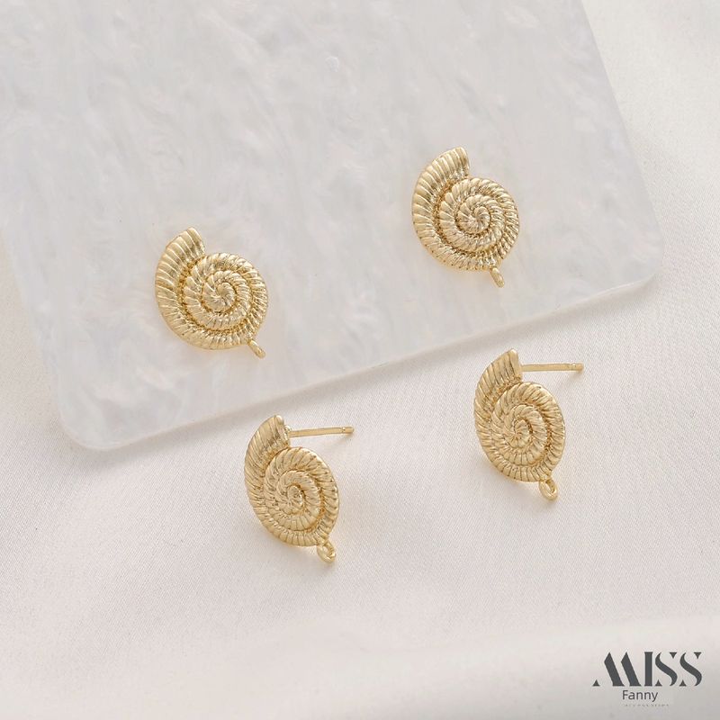 

14K Gold-Plated Color Retention Shell Conch Stud Earrings DIY Tape for Handcraft Hanging Earrings Eardrops Accessories Material 14K gold B pair of 2