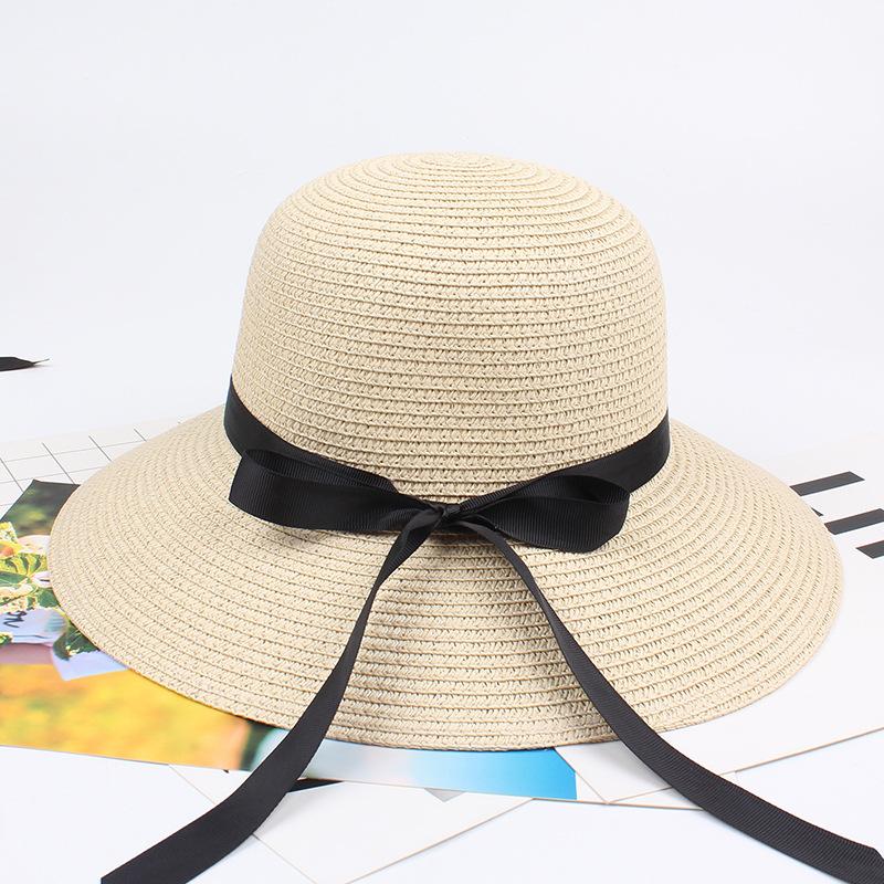 Summer Ladies Female Holiday Beach Visor Cap Outdoor Women Casual Foldable Ribbon Straw Hat Sun Hats
