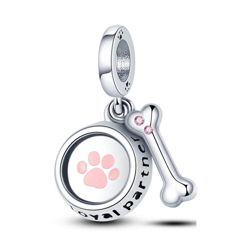 Plata de Ley 925 Chapada DIY Labrador Cachorro Perro Dachshund Colgante Abalorio para Pulsera Europea Fabricación de Joyería