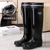 Tall women's fashion rain shoes simple velvet warm lightweight waterproof rain-proof snow-proof non-slip rain boots outdoor solid color