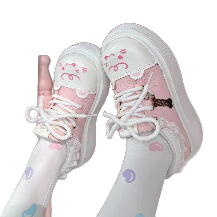 House cute soft girl canvas shoes women soft cute comfortable ins wind lolita potter college single shoes women lolita