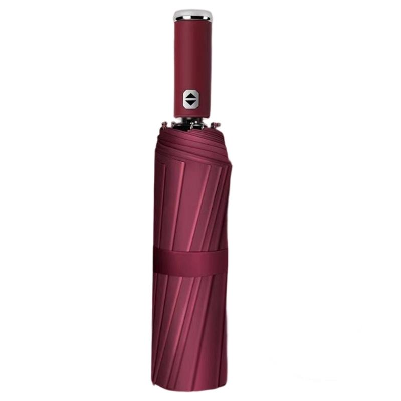 

Automatic Open And Close Umbrella With Polyester Fabric Windproof For Hiking And Daily Use бордовый
