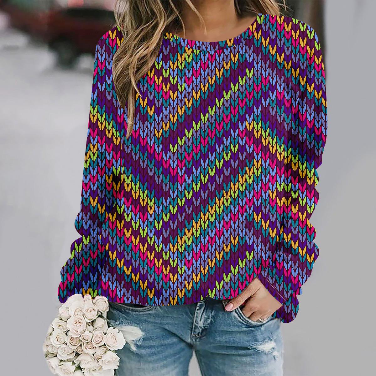 

2025 Большой размер осень и зима новая мода круглый вырез длинный рукав с принтом элегантный повседневный свободный худи 8XL