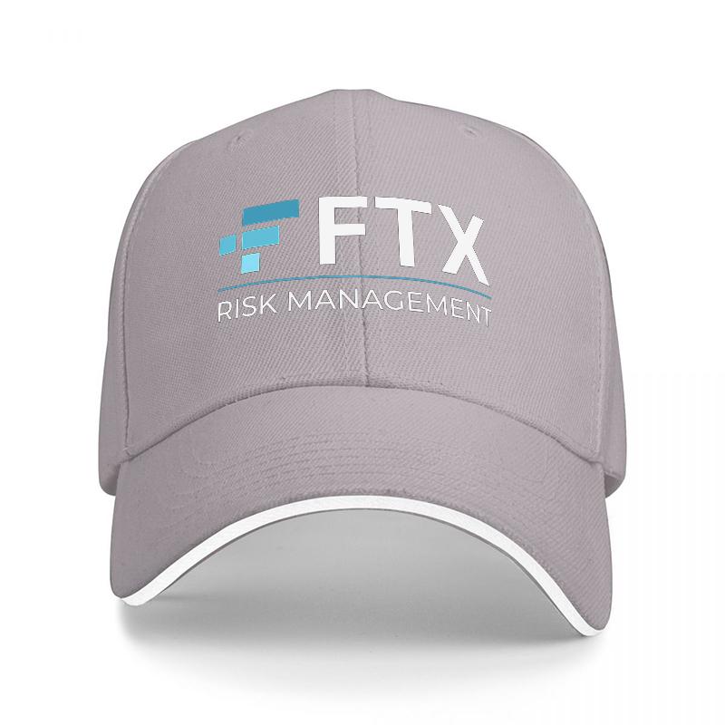 FTX RISK UnisexAGEUnisexT LOGO BASEBALL CAP BLACK WITH WHITE TRIM AND BLUE ACCENT DESIGN FOR ADULTS FASHIONABLE AND DURABLE HAT