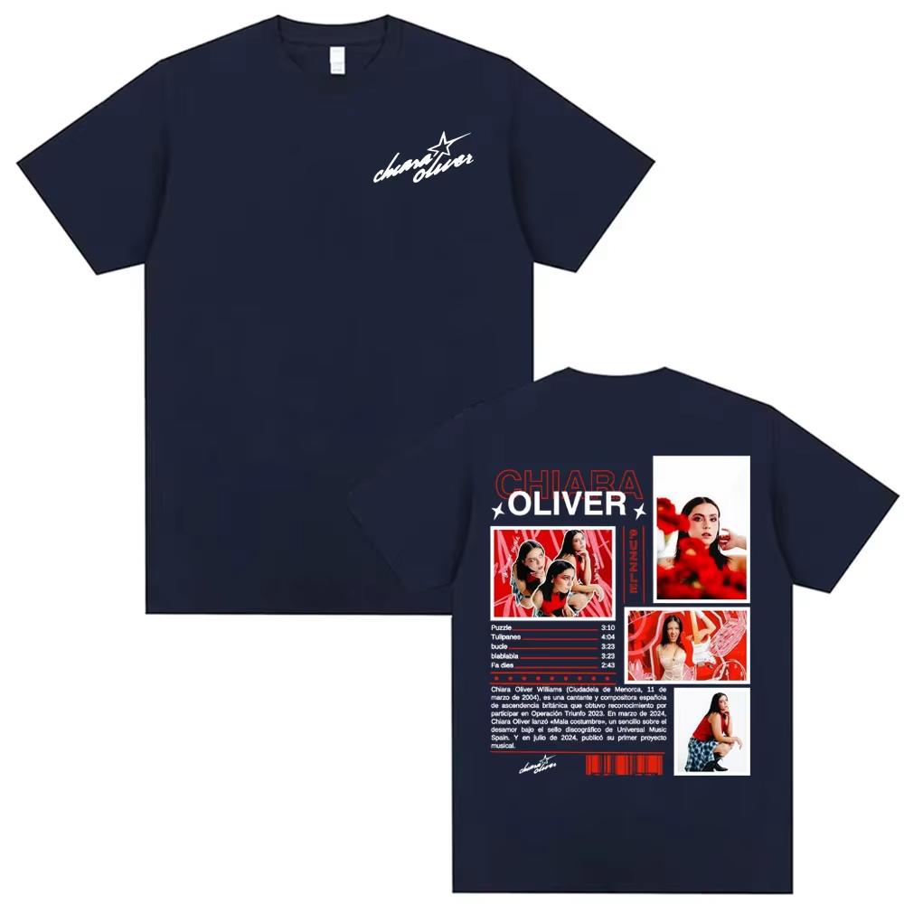 Camiseta de Tour del Álbum Puzzle de la Cantante Chiara Oliver Unisex Ropa para Mujer Moda Estética Camisetas Casuales Cuello Redondo Camiseta de Algodón