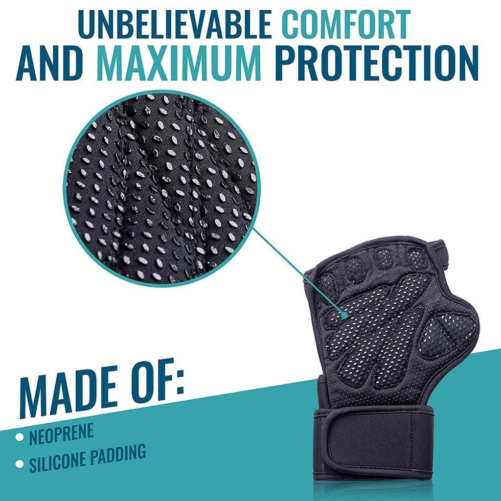 Half Finger Gym Fitness Gloves Hand Palm Protector with Wrist Wrap Support Crossfit Workout Power Weight Lifting