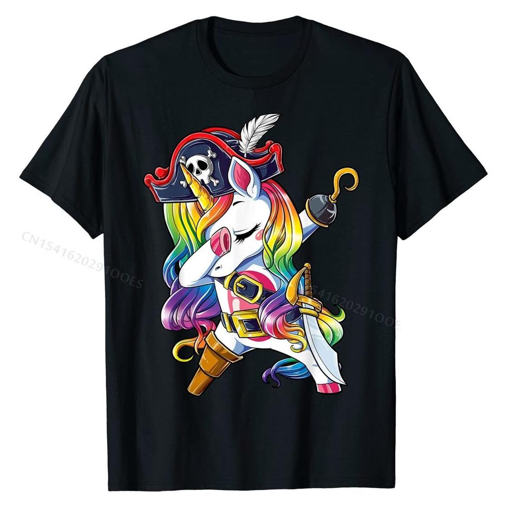 Dabbing Unicorn Pirate Roger Costume Kids Girls Boys T-Shirt Tops Shirt Cute Printed On Cotton Men's T Shirt