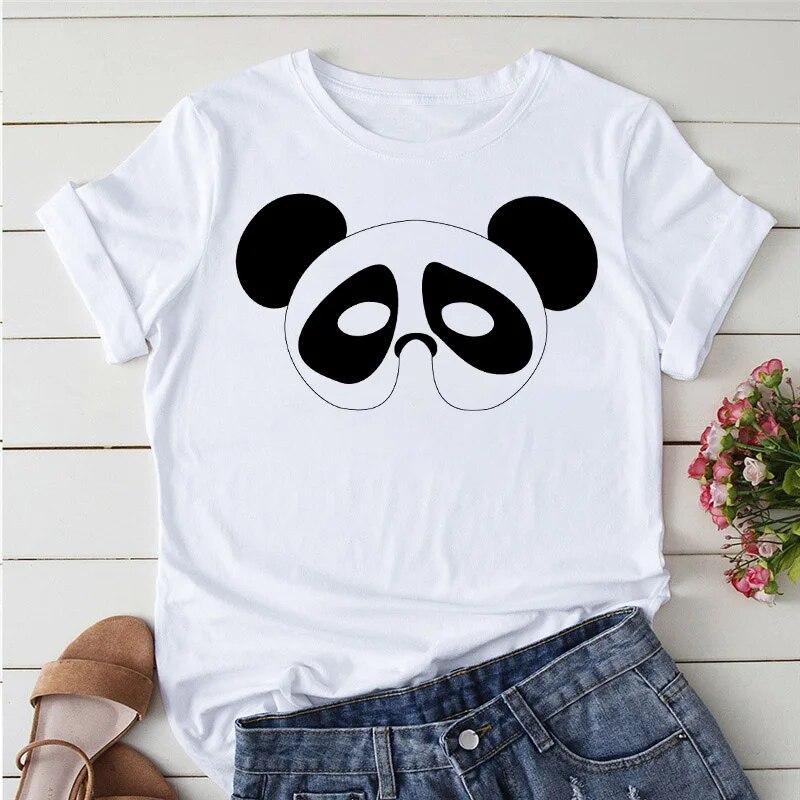 Summer Tshirts Cartoon T shirt women Kawaii Panda Yoga Print Cute Women tee-shirt Short Sleeve Tee Ladies Casual Tops T-shirt