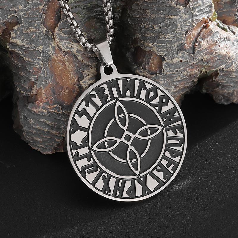 Stainless Steel Nordic Odin Rune Irish Celtic Trinity Knot Pendant Necklace Men Women Lucky Amulet Jewelry