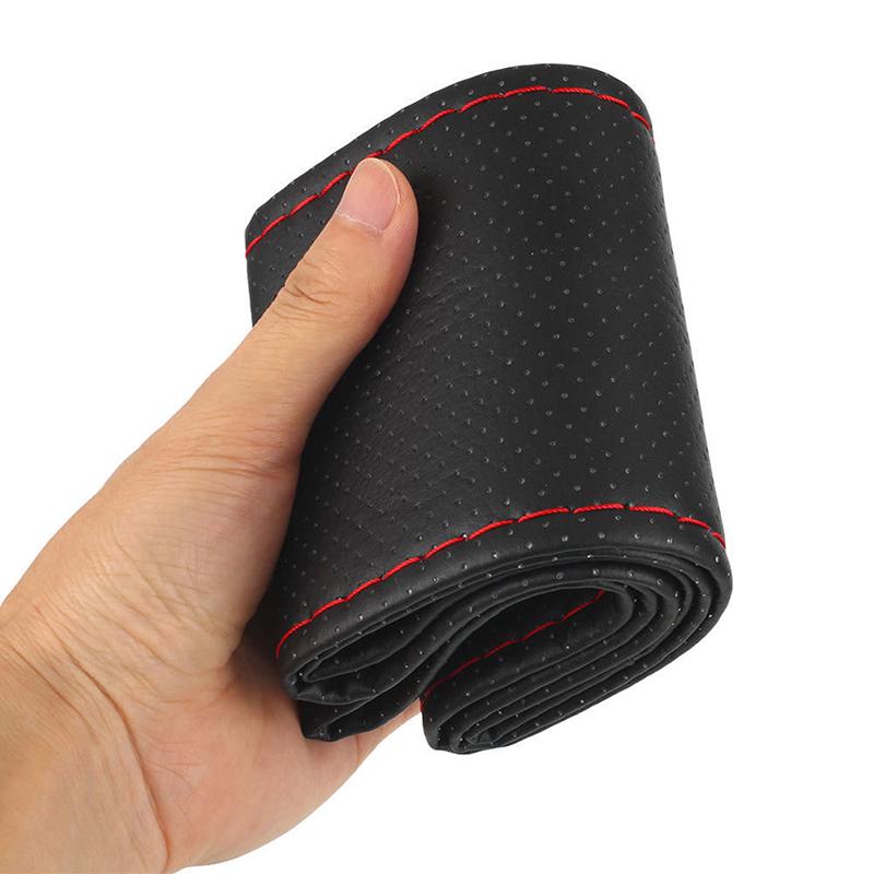 Schwarz+Rot DIY Auto Lenkradbezug 38Cm Mit Nadel Und Faden