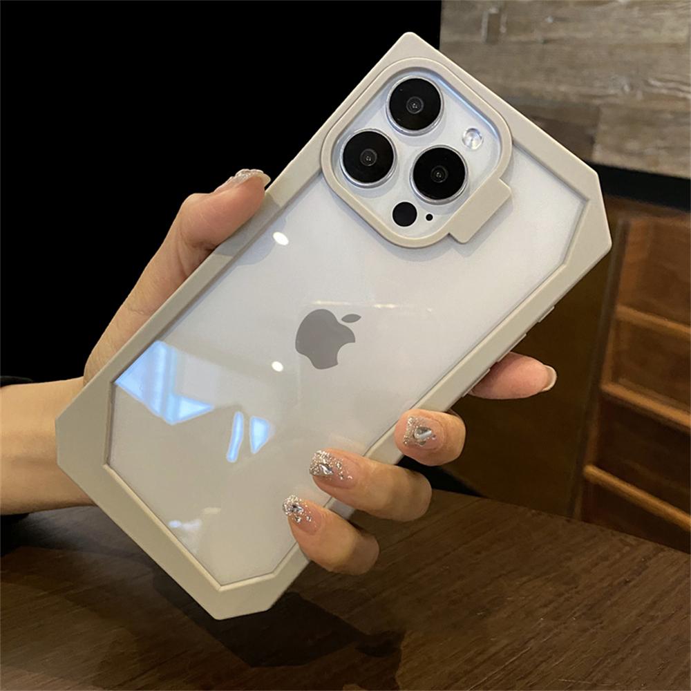 

Неровные края бампер ударопрочный прозрачный чехол для телефона iPhone 16 14 11 12 13 15 Pro Max жесткий каркас гибридный бронированный чехол For iPhone 16 серый