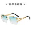 Retro Double Bridge Sunglasses for Women & Men Stylish Rimless Cat-Eye Design with Bold Leopard Print Trendy Eyewear