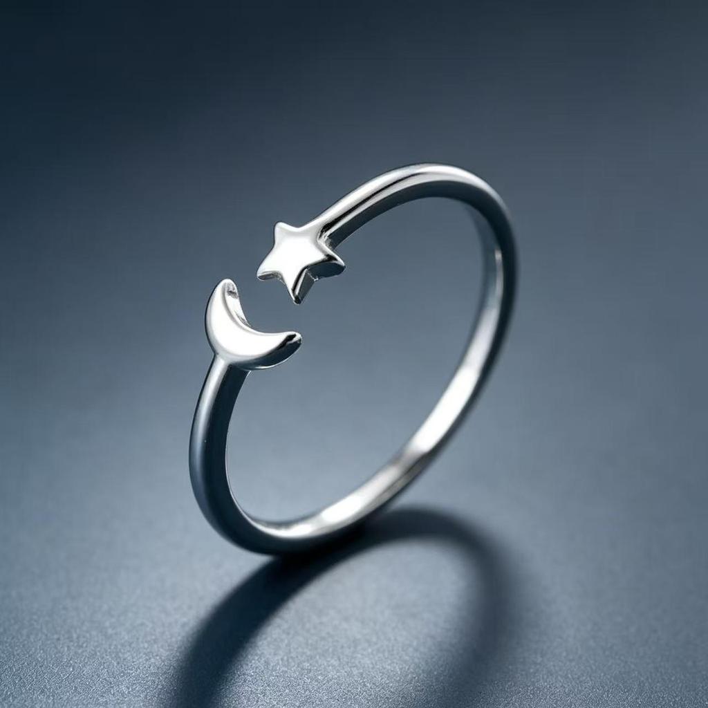 Star Moon Open Ring: Women's Simple, Elegant Korean Style