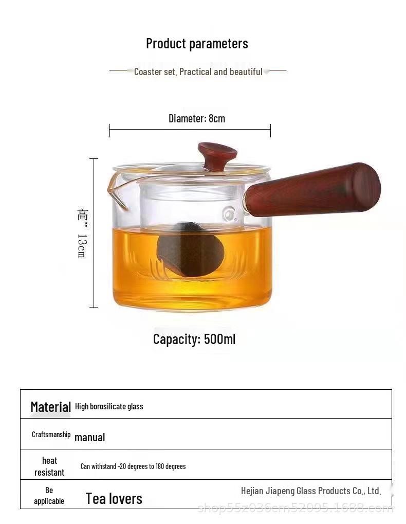 High Borosilicate Glass Side-Handle Tea Kettle Set with Infuser