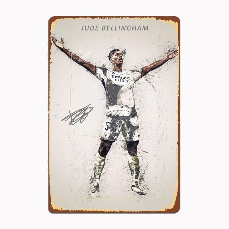 Jude Bellingham Fußball Sport Player Poster Metall Zeichen Poster Garage Zimmer Kino Wohnzimmer Custom Zinn Vintage Wohnkultur