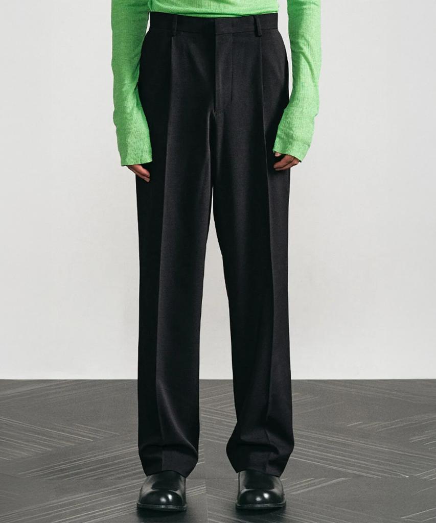 LMOOD Award Pleated Wide Slacks Charcoal