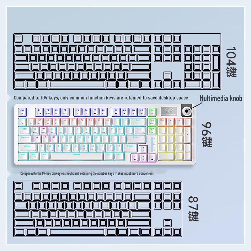 AULA S98 Gasket Triple Mode Hot-Swappable 98-Key Mechanical Keyboard