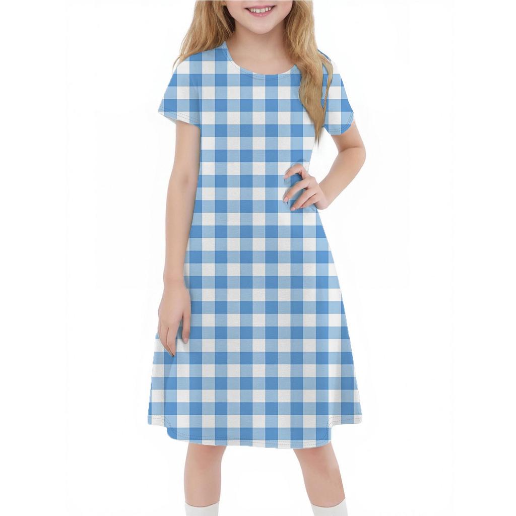 Children's Summer Short-sleeved Casual Fashion Round Neck Dress