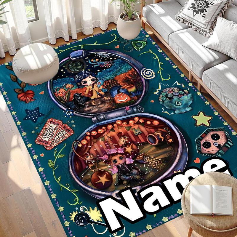 Custom Name Personalized Coraline Print Carpet, Versatile Home Decor Rug, for Playroom, Apartment, Balcony, Entryway, Hallway Gift