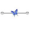 14g Industrial Barbell Pearl & Butterfly Stud Earrings with External Thread for Double Earlobe and Ear Bridge Piercing