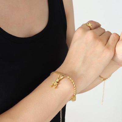European Punk Mechanical Rabbit Pendant Box Chain Bracelet