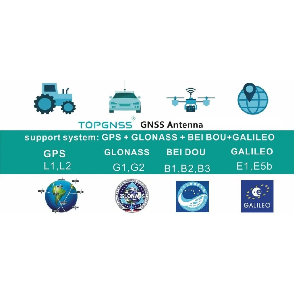 TOPGNSS AN608 antena GNSS de alta precisão,antena GPS RTK,UAV-UGV Alto ganho de precisão Para ZED-F9P Antena RTK BEIDOU,SMA-J