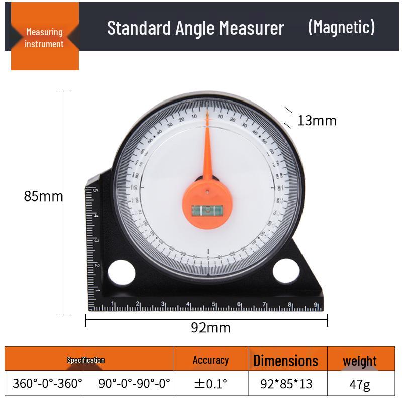 Magnetic Multi-Functional Angle and Slope Measuring Tool: Woodworking Level, Protractor, and Spirit Level Ruler.
