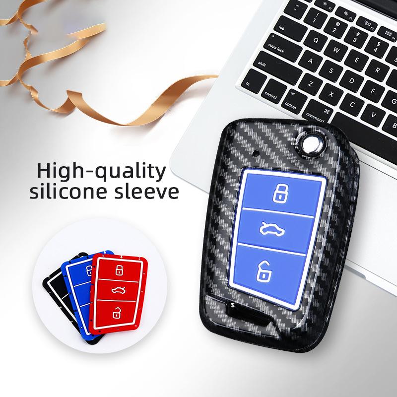 Abs Carbon Fiber Auto Key Fob Cover Case Remote Fit For Vw Volkswagen Golf 7 Mk7 Tiguan Mk2 Fit For Seat Ateca Leon Fr 2 Ibiza Fit For Skoda Octavia