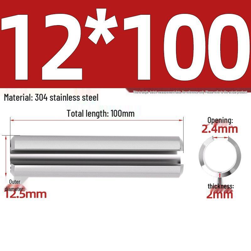 304 Stainless Steel Slotted Spring Pin, Cylindrical Shaft Pin, Locating and Hollow Pin (M5-M12)